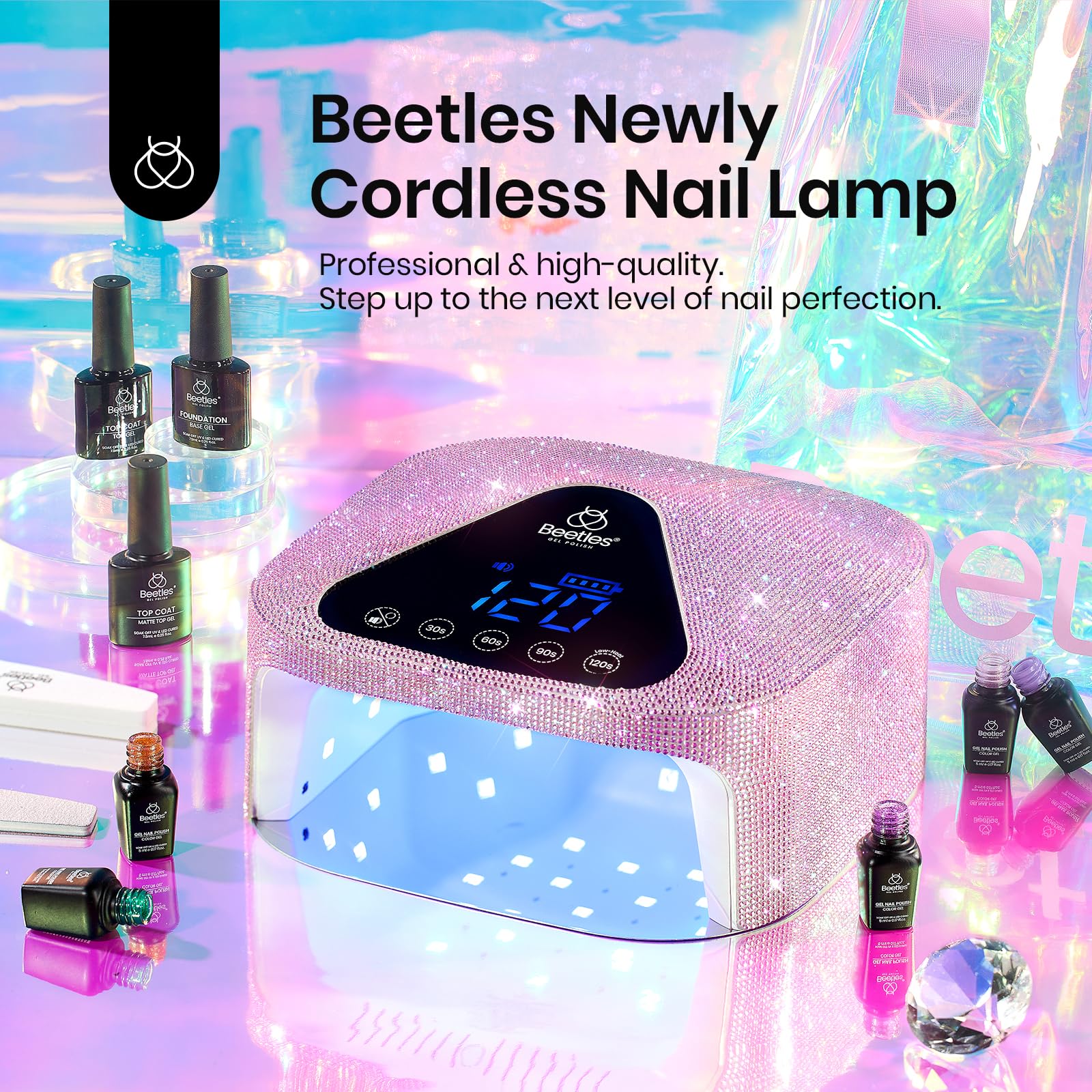 (Free Laser Tote Bag) Rhinestones UV Nail Lamp Cordless  Rechargeable with 4 Modes Professional - Image 5