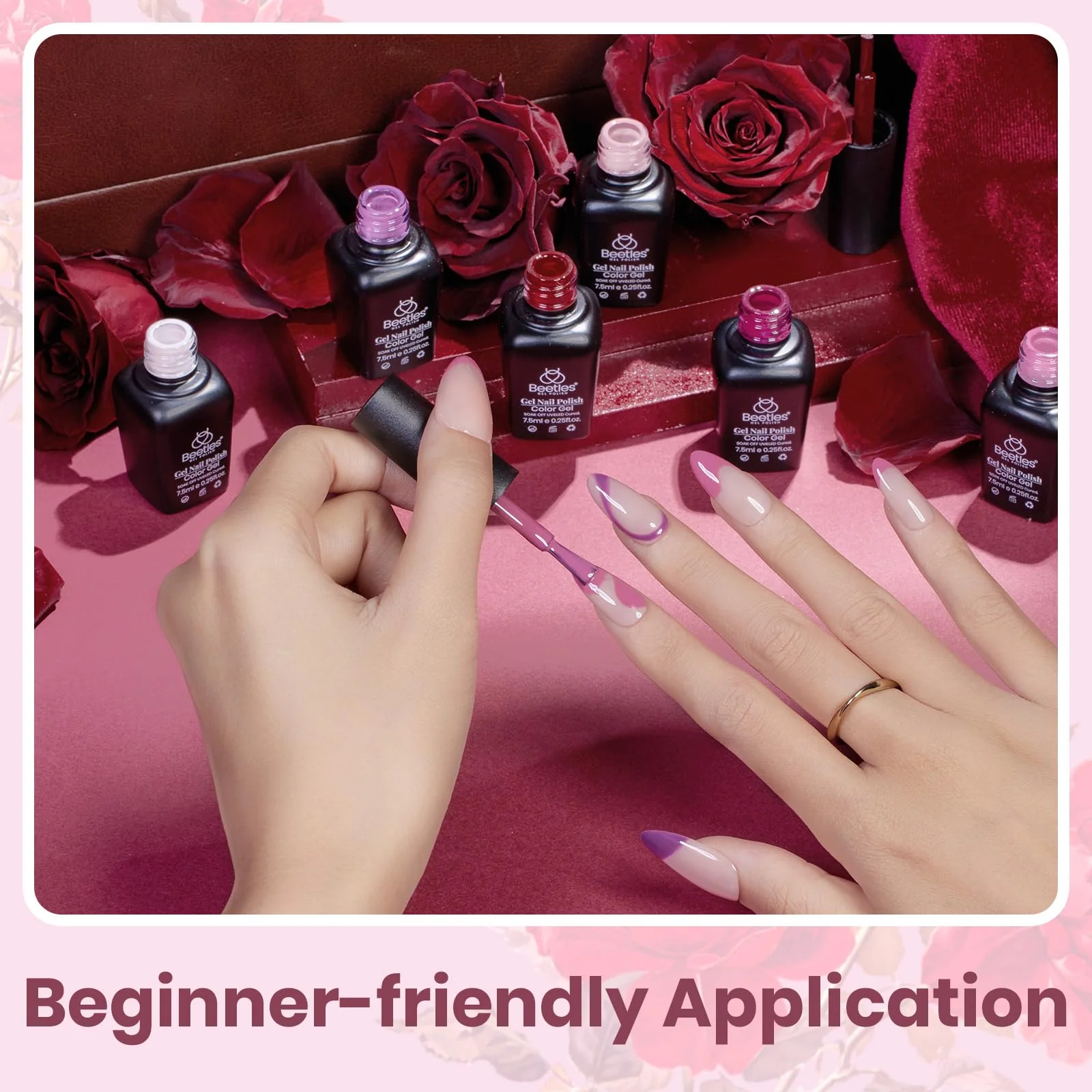 Rose Petals Nails  - 6 Colors Purple Gel Nail Polish Set - Image 6