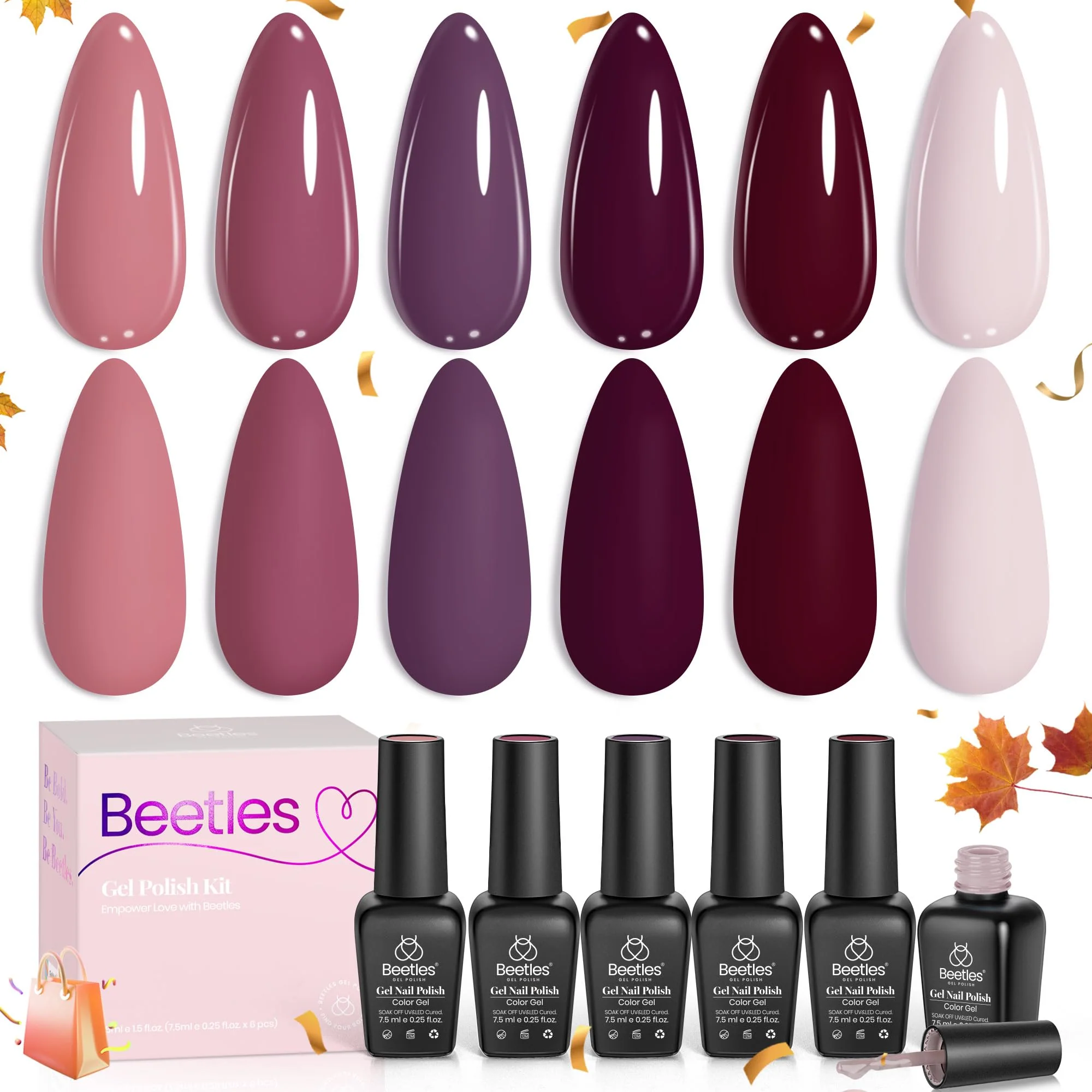 Rose Petals Nails  - 6 Colors Purple Gel Nail Polish Set - Image 8