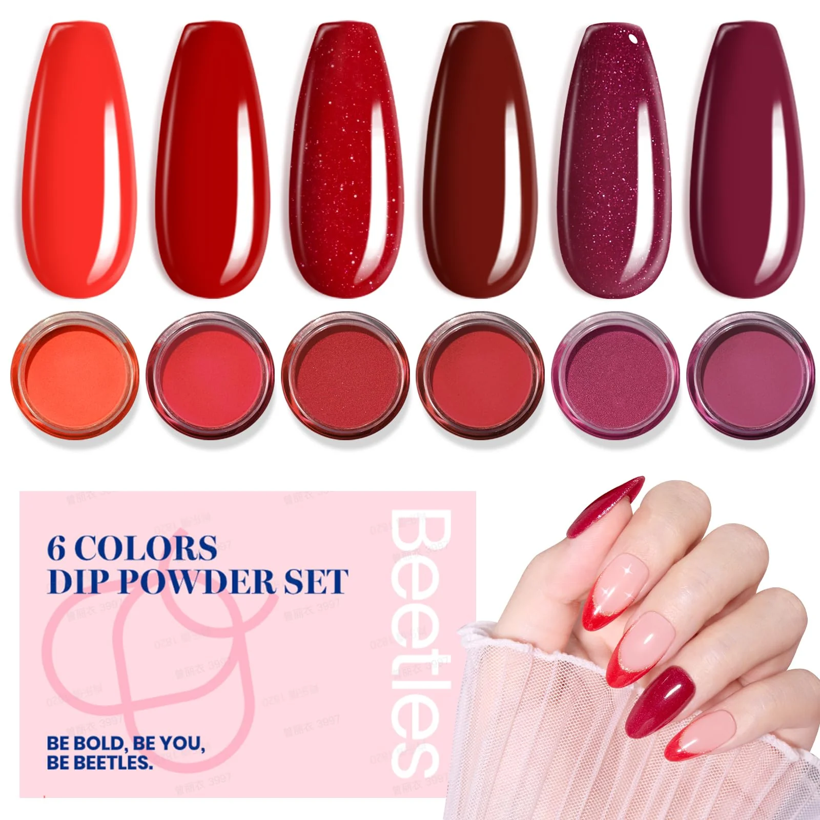 Ruby Preface | 6 color D powder Dip Red Nail Kit set