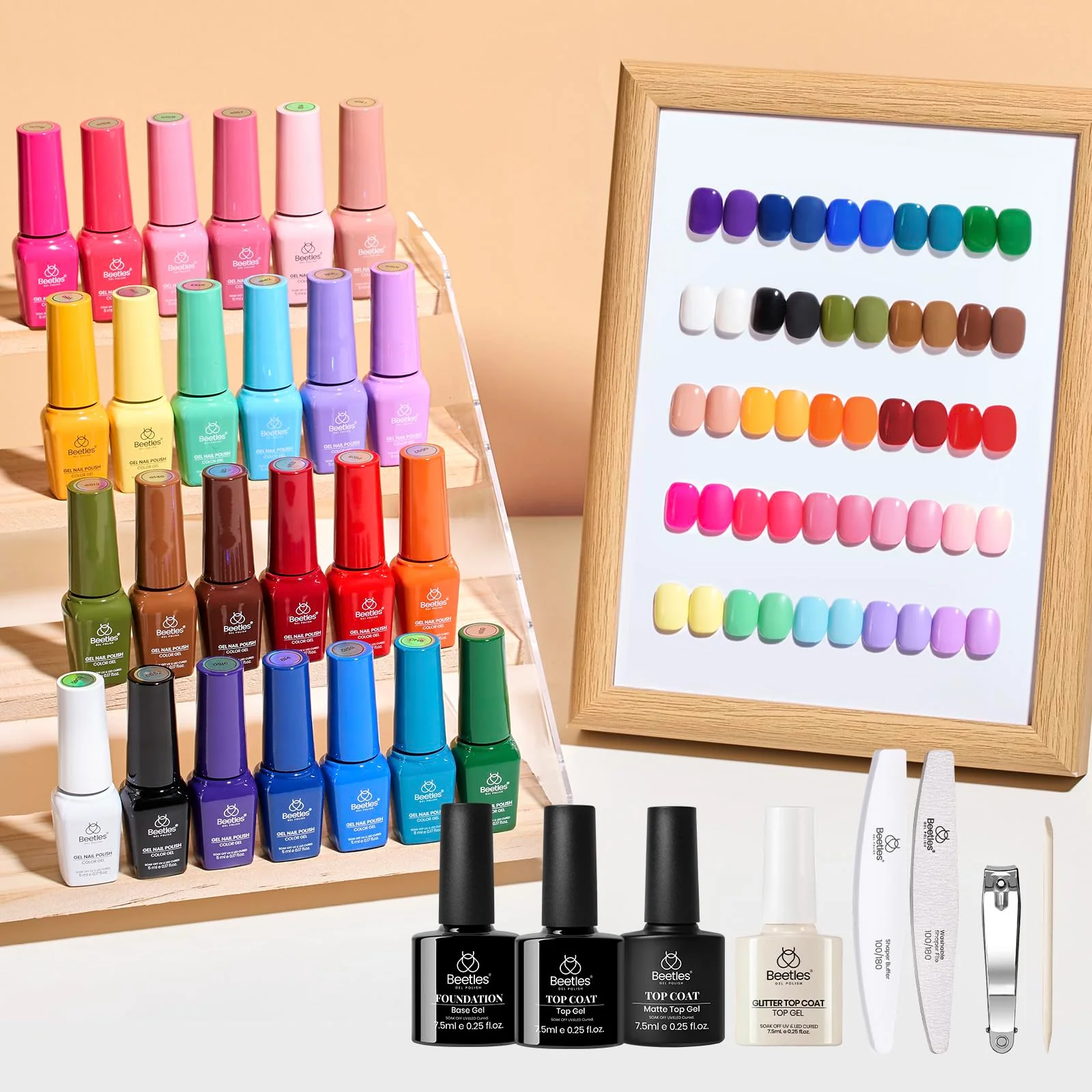 Beetles Gel Nail Starter Kit Seasons Impressions 25 Color Bottle Gel All-in-One Mani Kit - Image 8