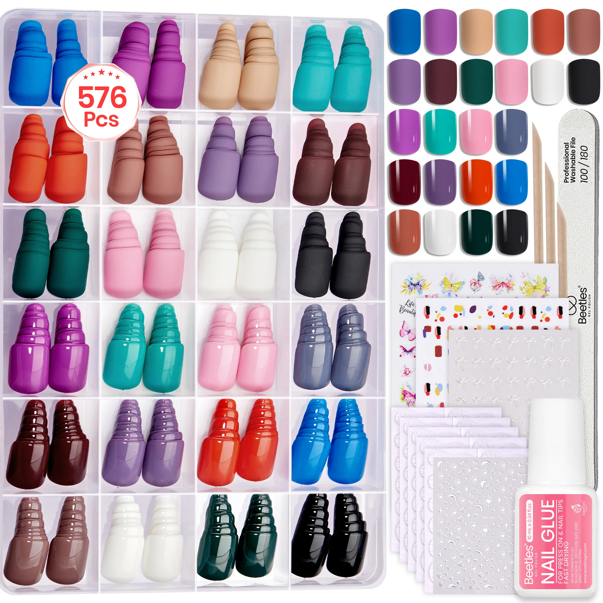Short Squaval Press on Nails Kit 576Pcs 24 Colors - Image 8