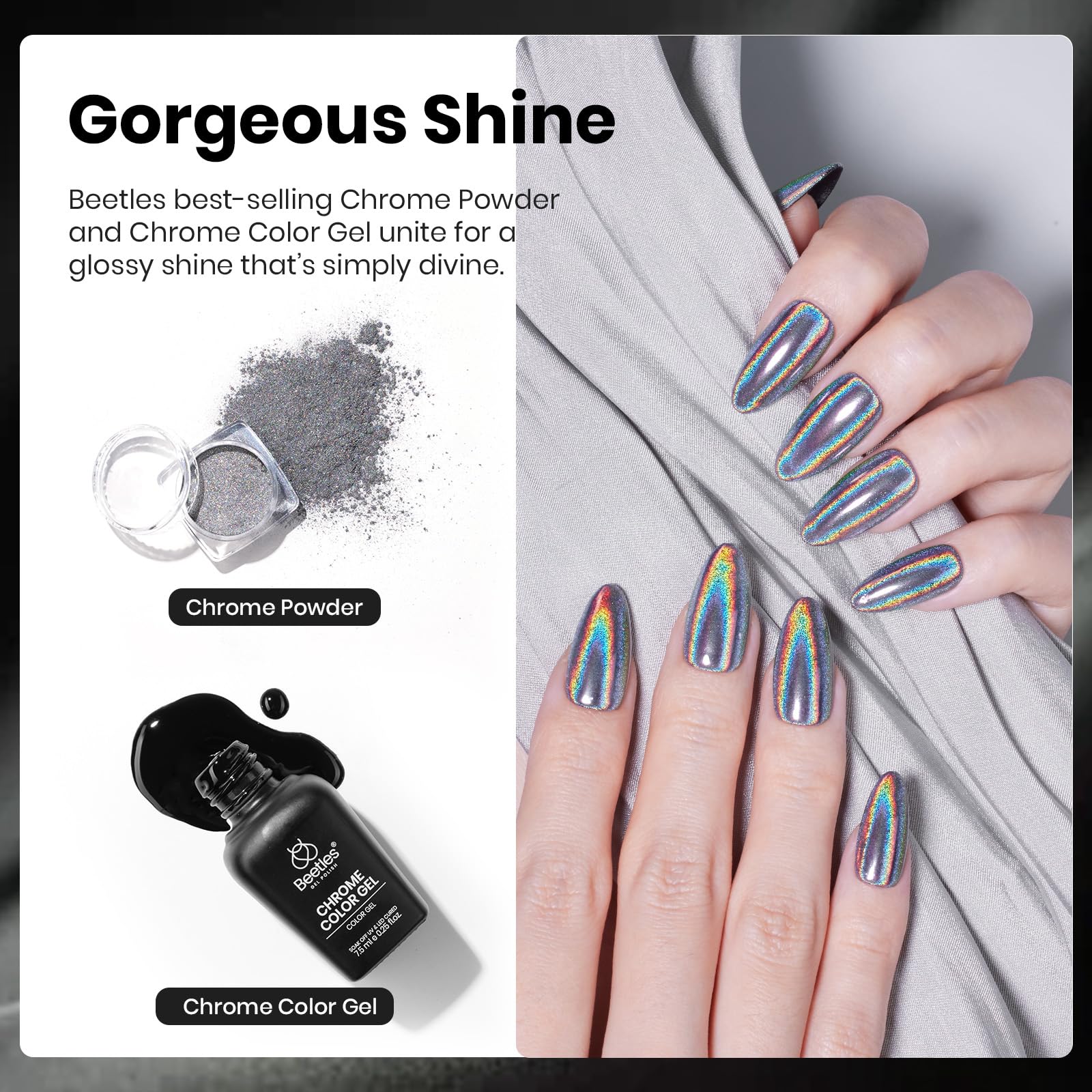Silver Chrome Nail Powder Winter Nails Set|7.5ml Gel Polish Colors Glitter Gel Star Nails - Image 4