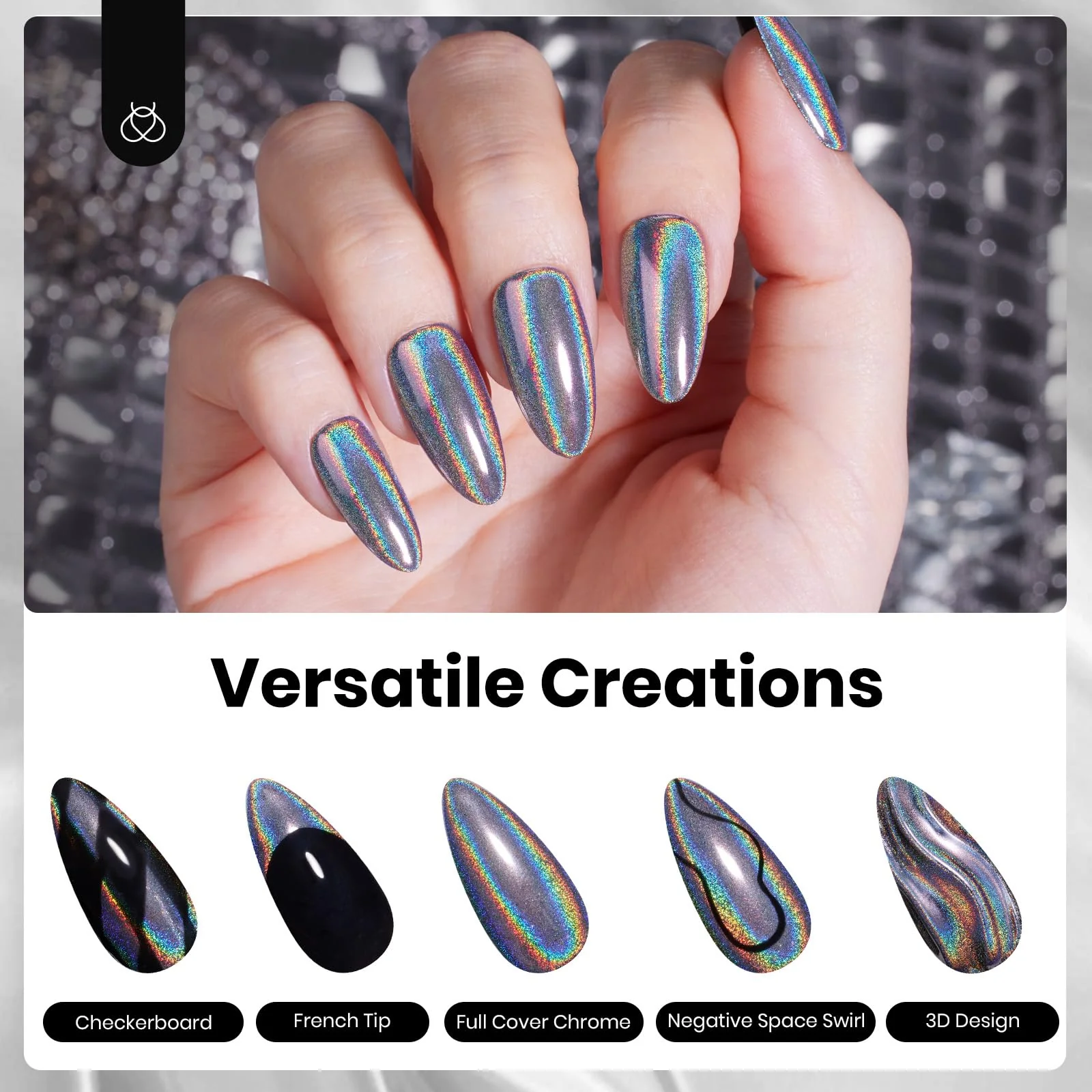 Silver Chrome Nail Powder Winter Nails Set|7.5ml Gel Polish Colors Glitter Gel Star Nails - Image 5