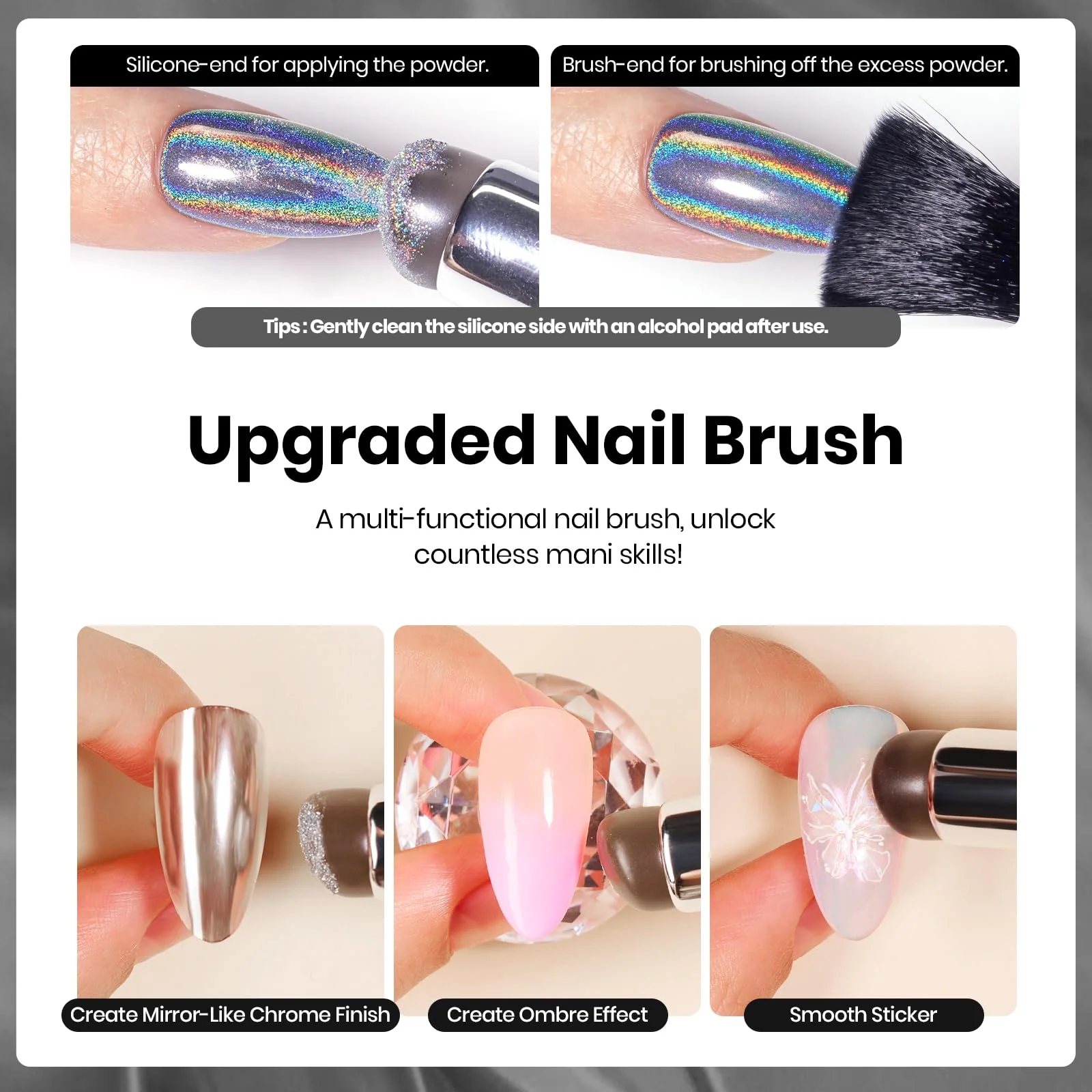 Silver Chrome Nail Powder Winter Nails Set|7.5ml Gel Polish Colors Glitter Gel Star Nails - Image 7
