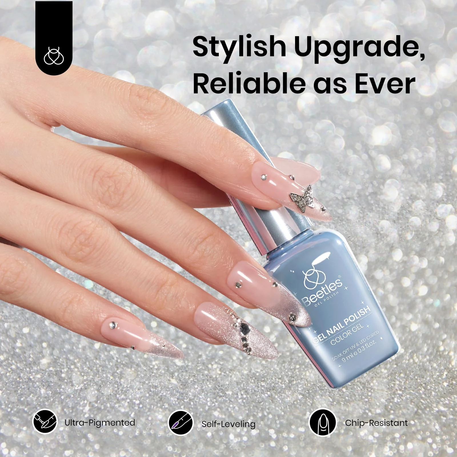 Sliver Dreamscape|9ml Gel Polish Silver Nail Colors Glitter Gel Star Nails - Image 6
