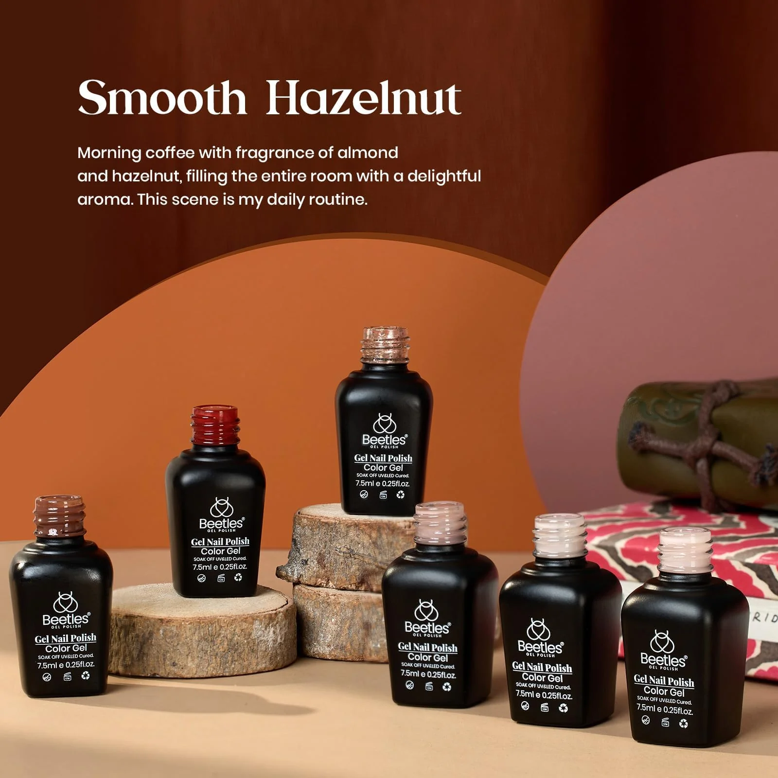 Smooth Hazelnut - 6 Colors Nails Neutral Grey Burgundy Glitter Brown Fall Gel Nail Polish - Image 2