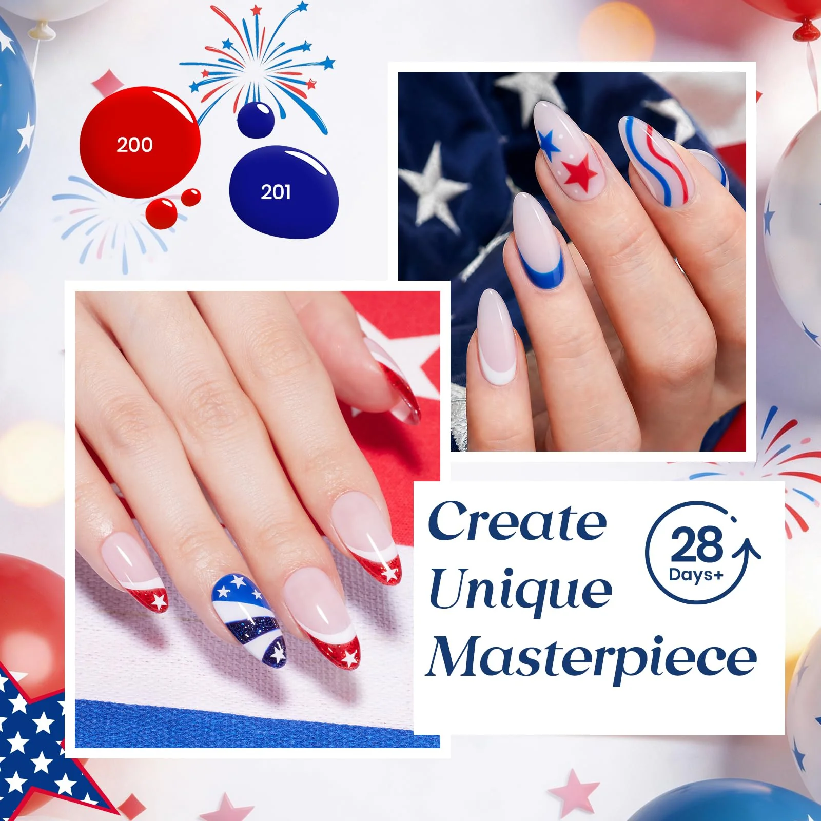 Song Of Freedom Colors| 6 Colors Red White Blue Gel Nail Polish With Cat Eye - Image 3