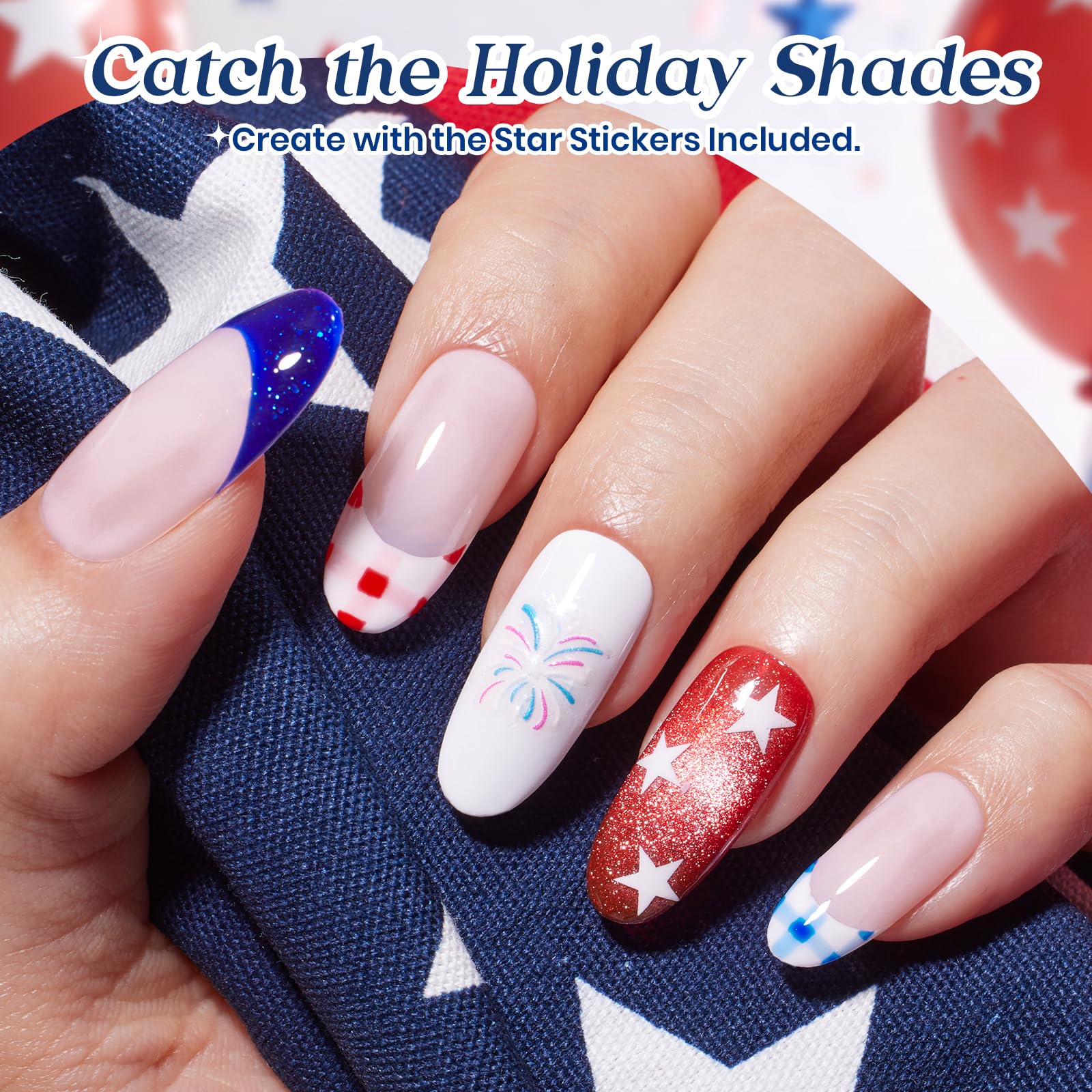 Song Of Freedom Colors| 6 Colors Red White Blue Gel Nail Polish With Cat Eye - Image 5