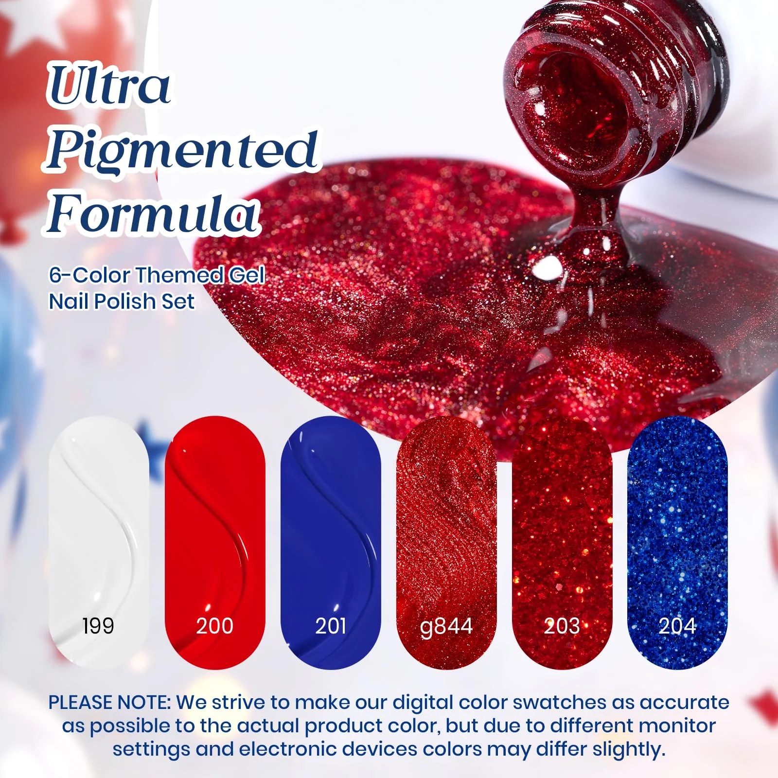 Song Of Freedom Colors| 6 Colors Red White Blue Gel Nail Polish With Cat Eye - Image 6