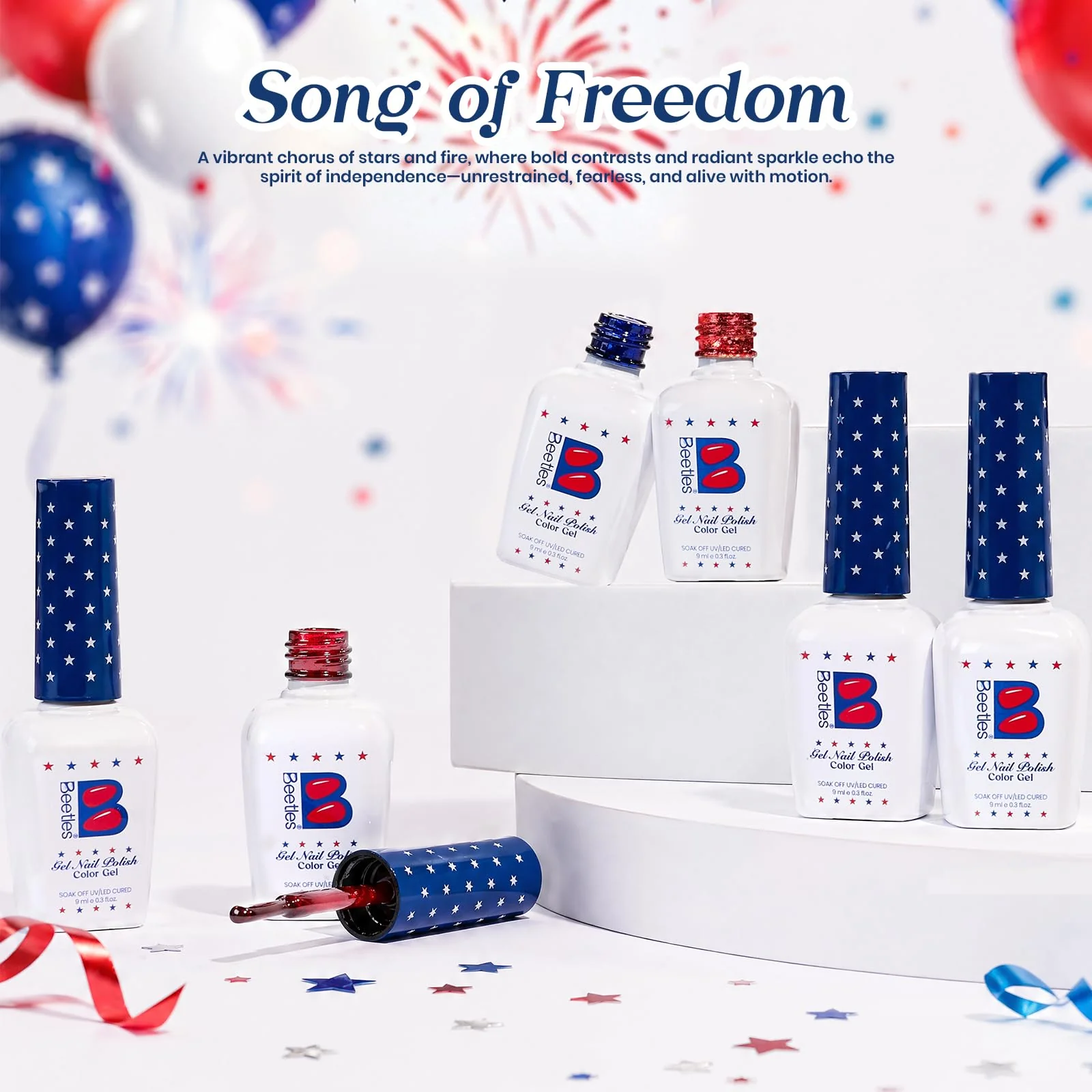 Song Of Freedom Colors| 6 Colors Red White Blue Gel Nail Polish With Cat Eye - Image 7