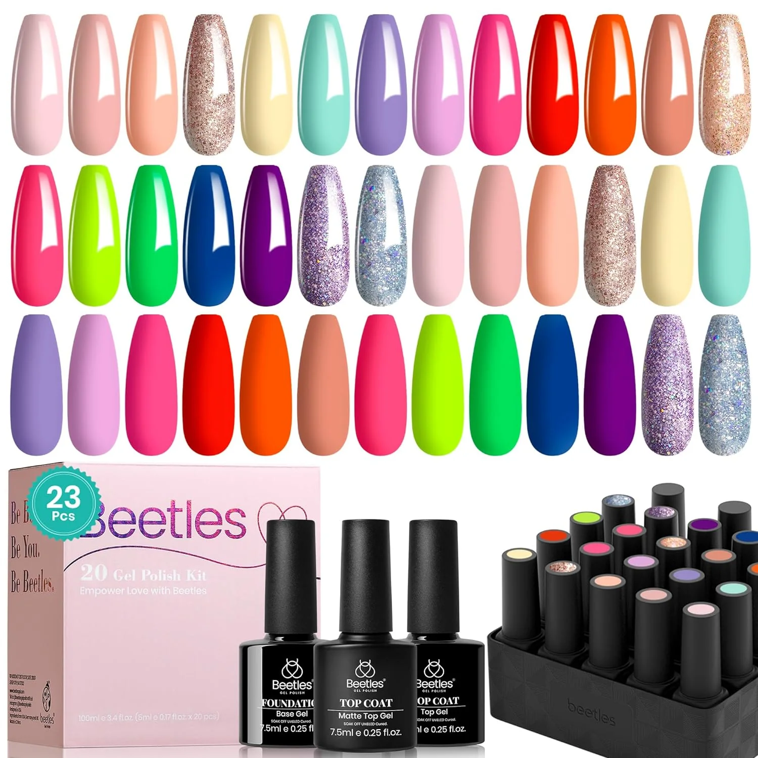 Summer Nails- 20 Gel Colors Set with Top and Base Coat (5ml/Each) - Image 7