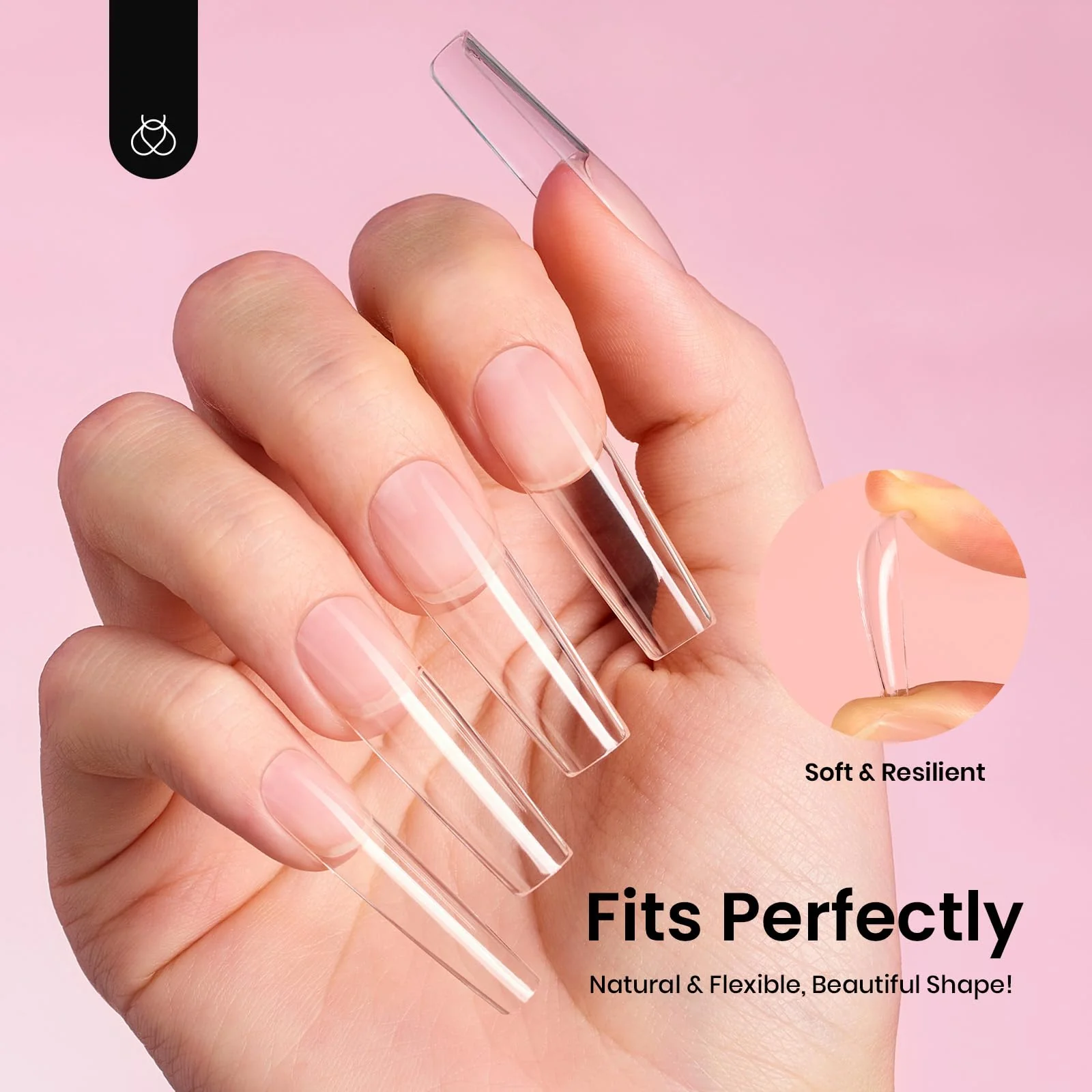 Square Etch-x Long Square Clear Nail Tips Pre-Shaped | 288 pcs - Image 4