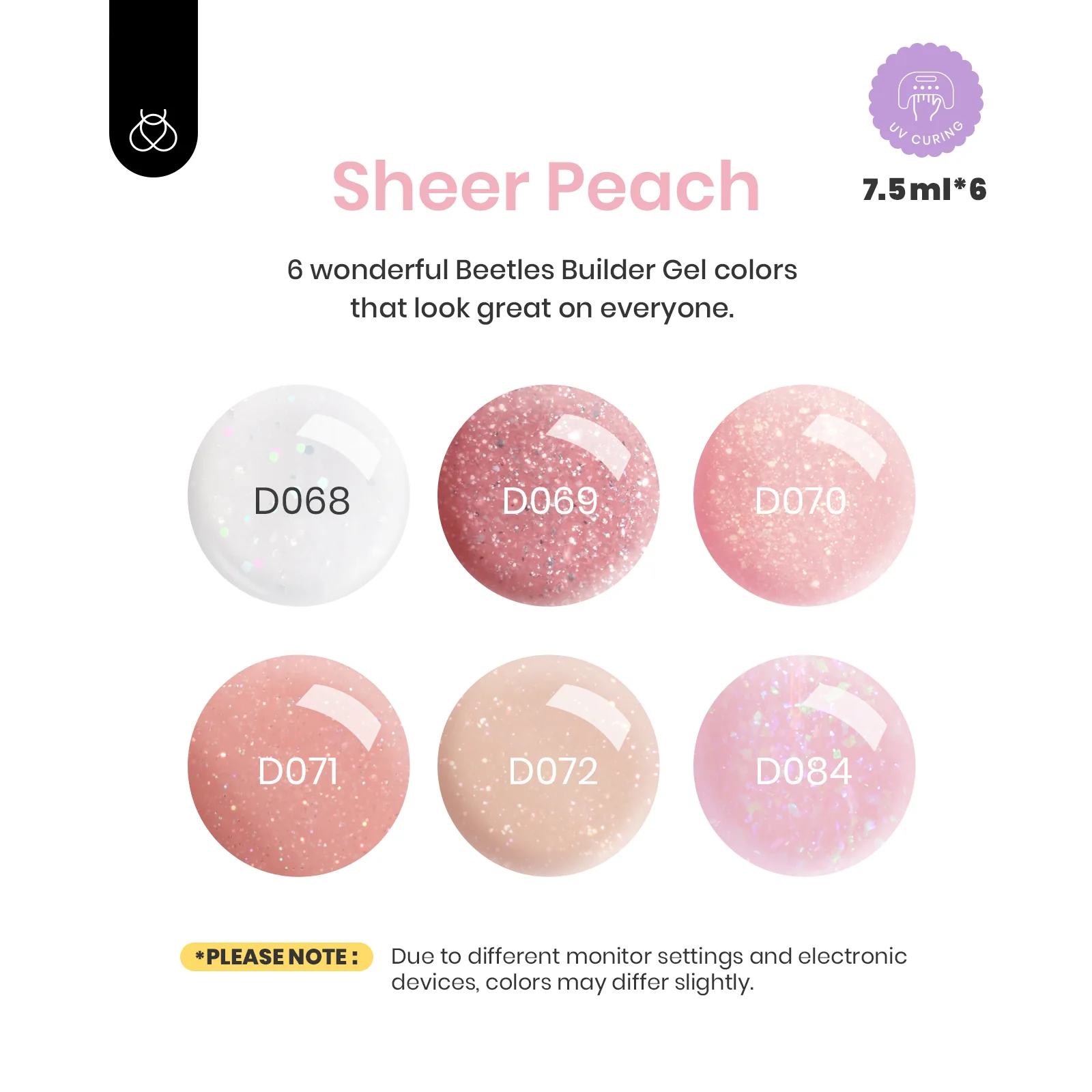 Subtle Shimmer-6 Colors Builder Nail Gel Set - Image 2