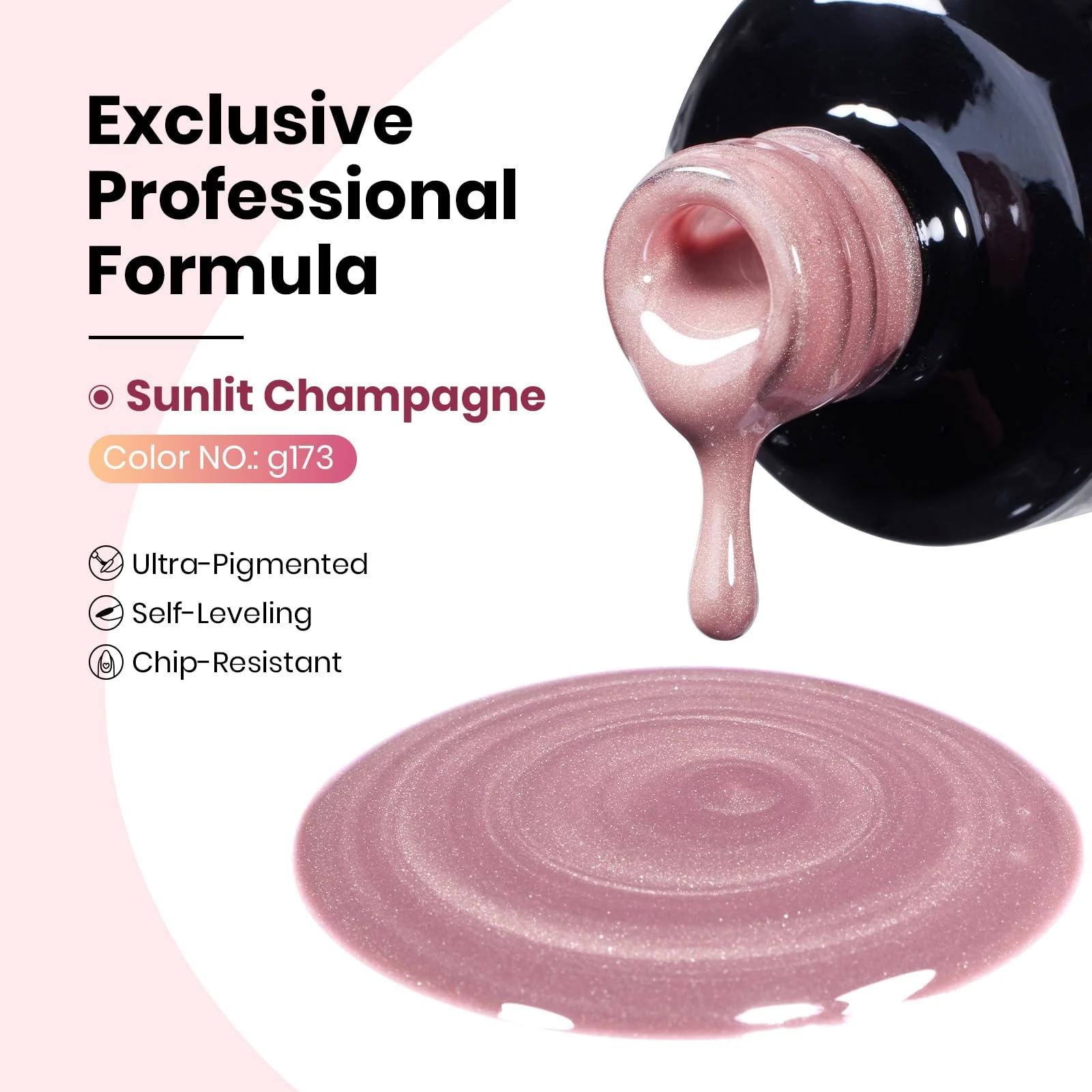 Sunlit Champagne  - 15ML Peach Pink Glass Cat Eye with Gold Powder Magnetic Glitter Gel Polish - Image 7