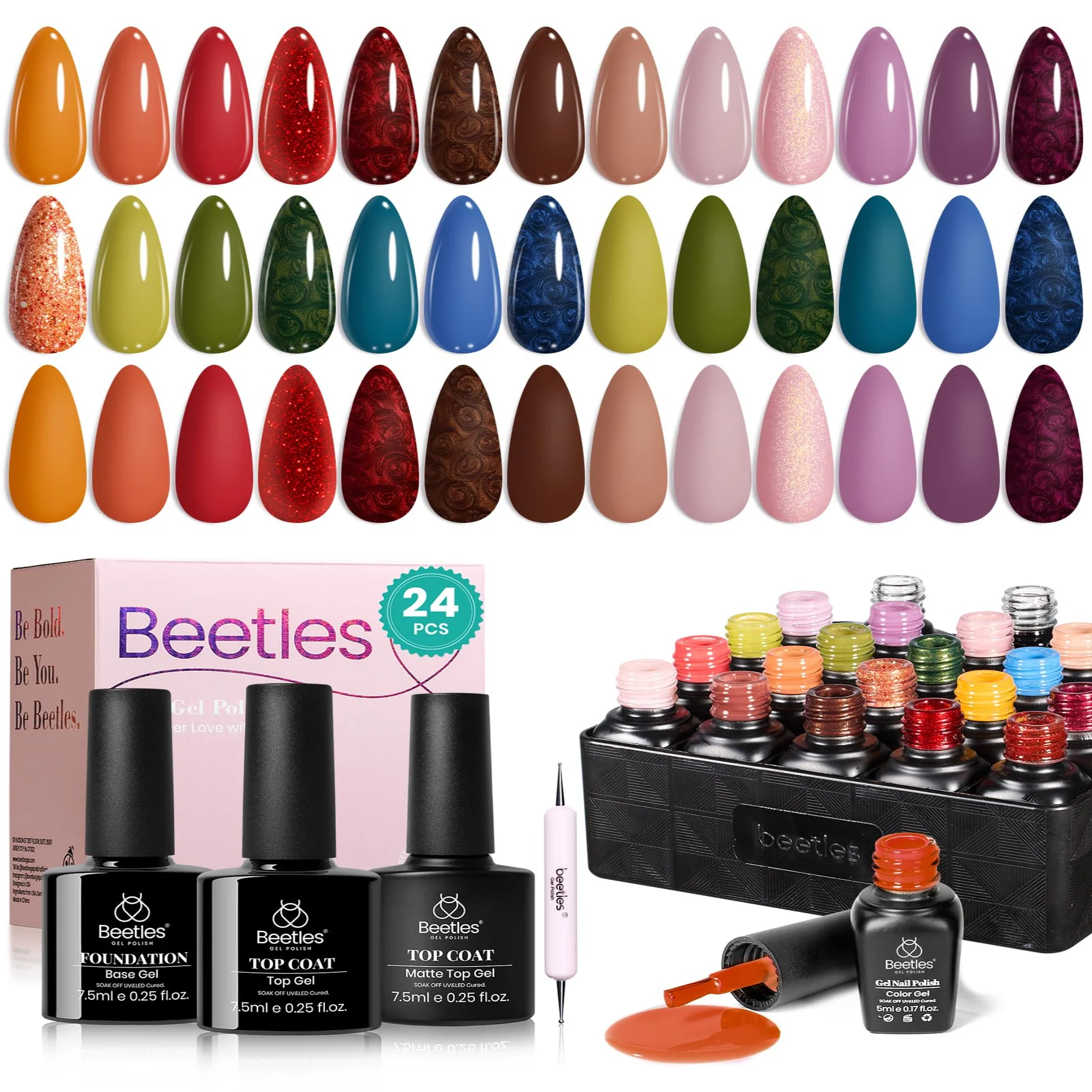 Beetles Gel Polish Set - Toy Eden Glitter Gel Nail Polish 20 Colors with Base & Top Coat for Women - Image 8