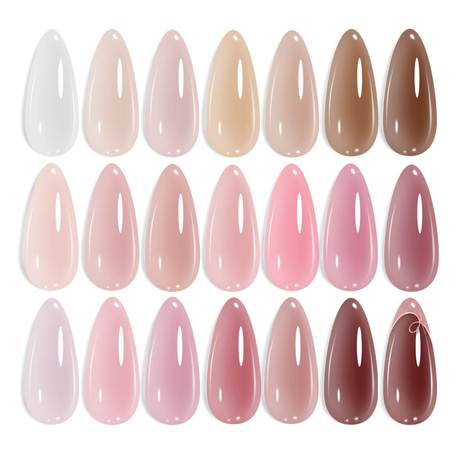 Translucent Tinted Crystal Finish 20 Colors Jelly Nude Nail Gel Nail Polish Set