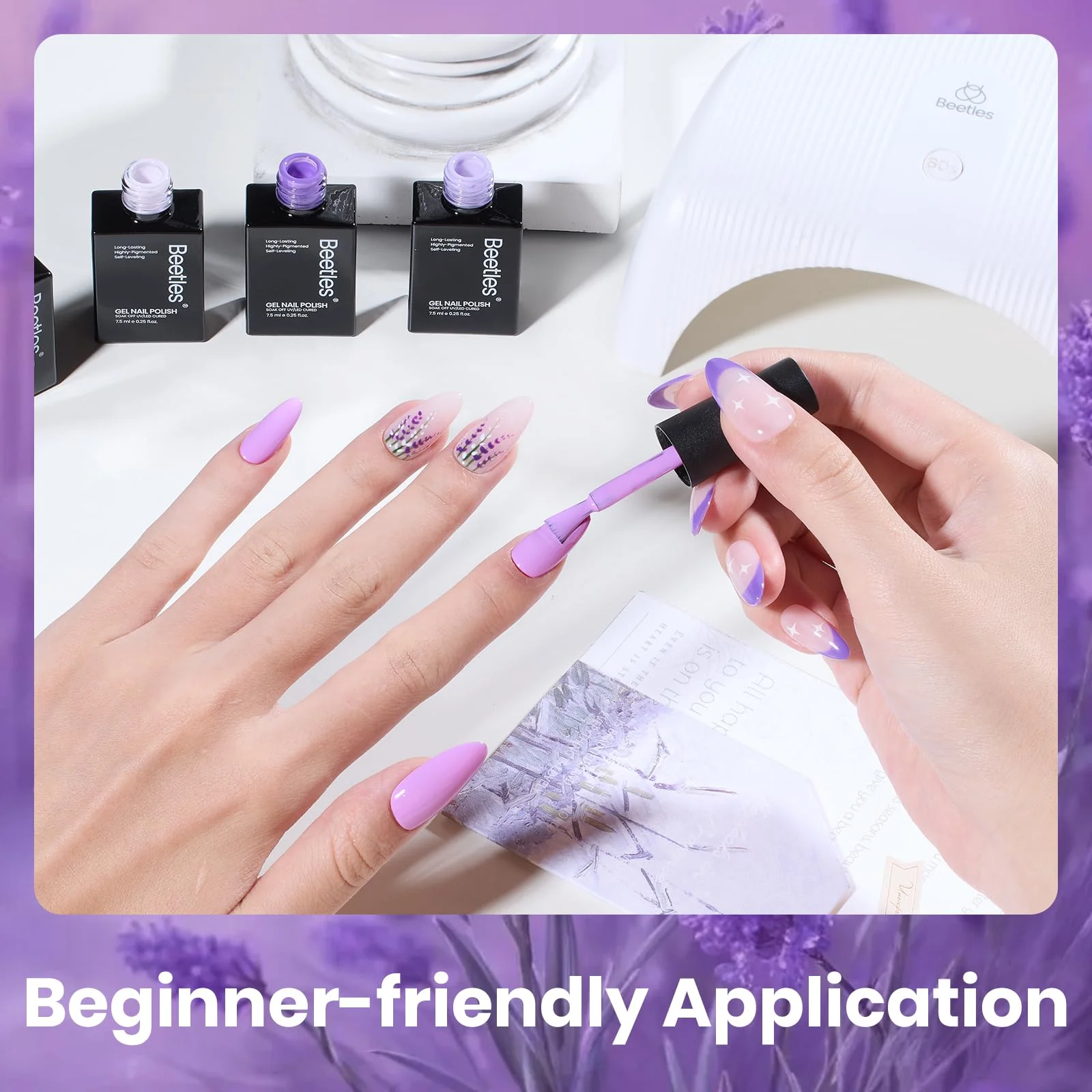 Violet Letter -  6 Colors Light and Dark Purple Colors Gel Nail Set Polish - Image 5