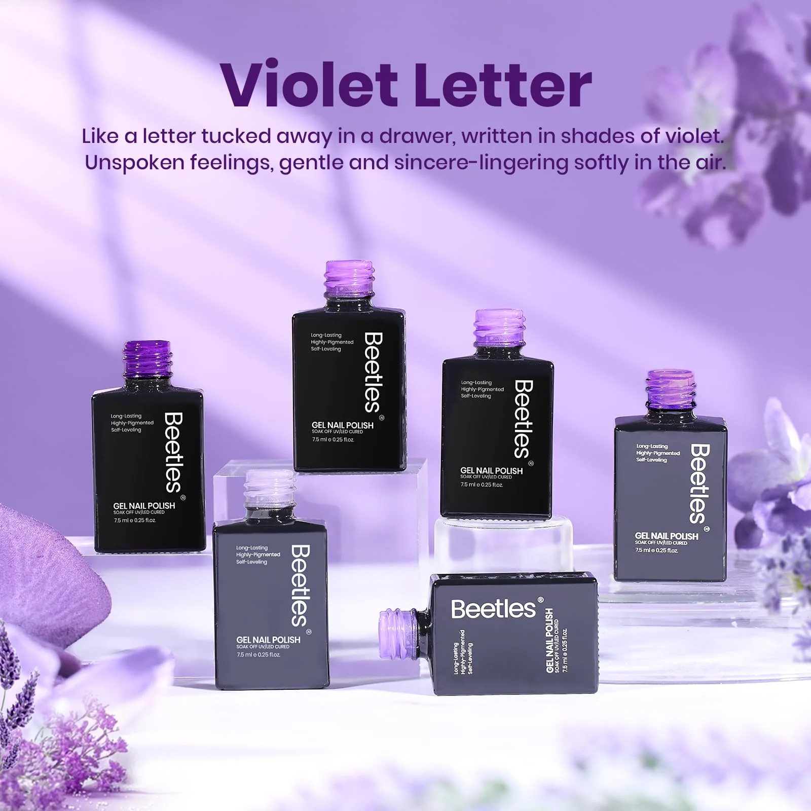 Violet Letter -  6 Colors Light and Dark Purple Colors Gel Nail Set Polish - Image 6