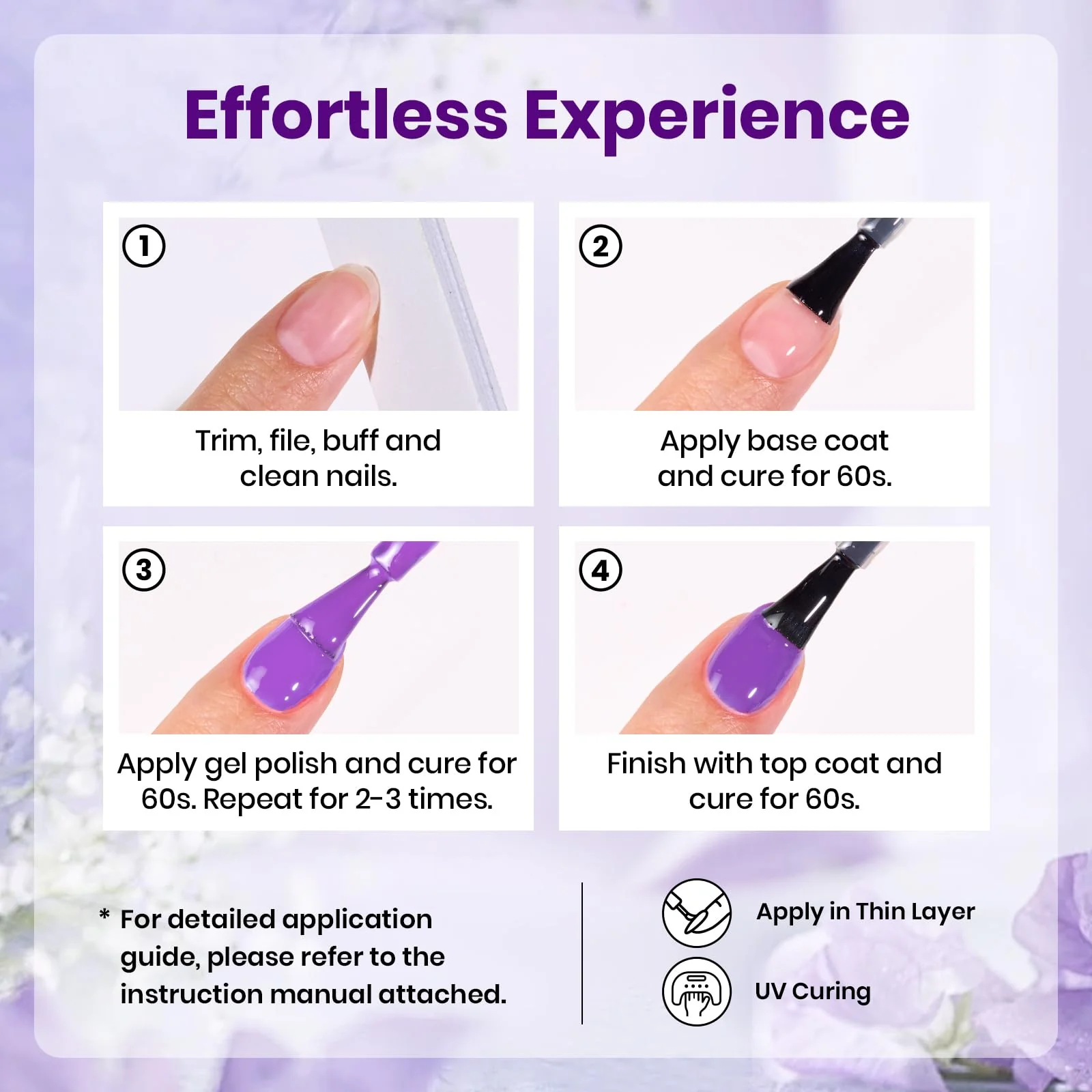Violet Letter -  6 Colors Light and Dark Purple Colors Gel Nail Set Polish - Image 7