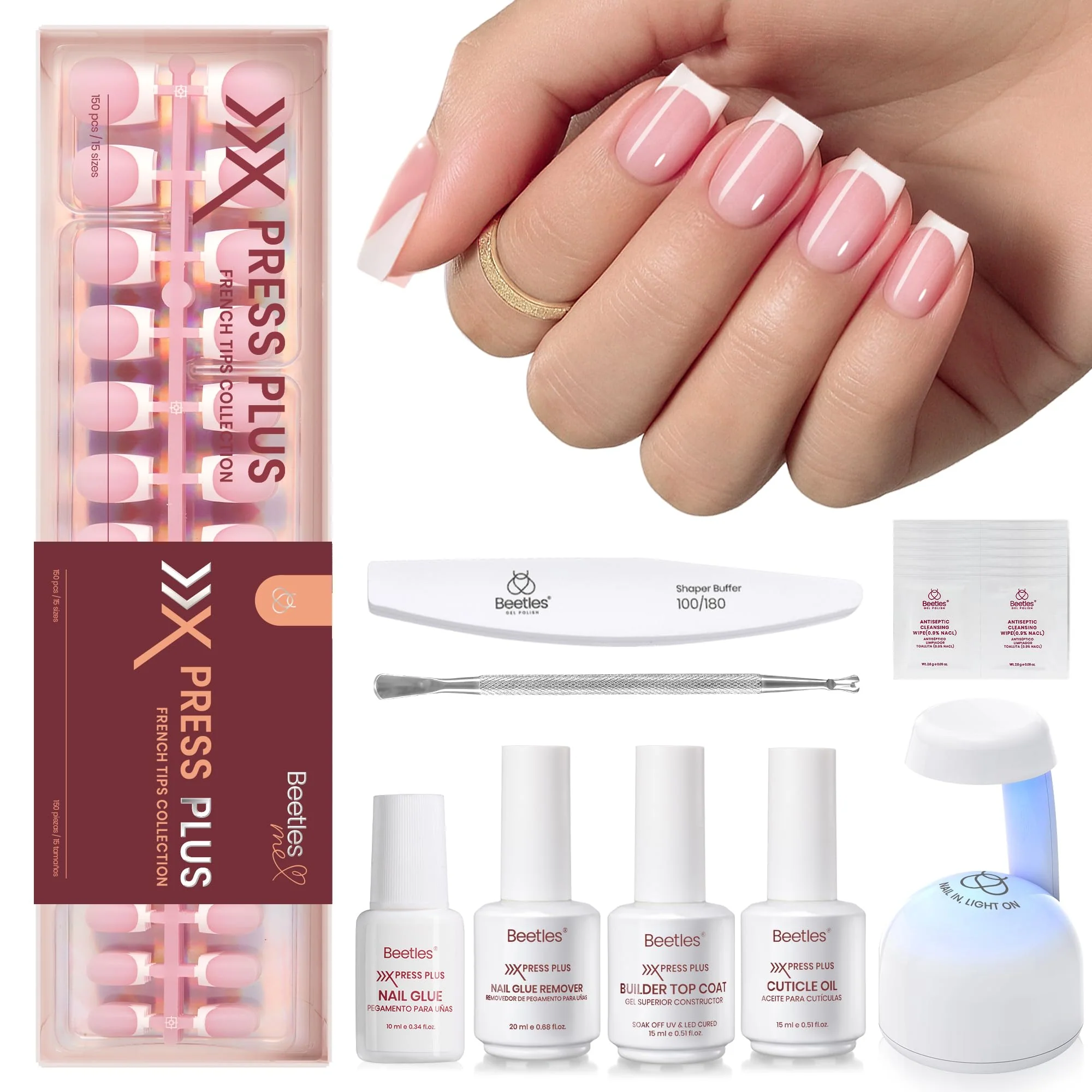 White French Gel Nail Kit Plus-Lite Kit Tip 150Pcs