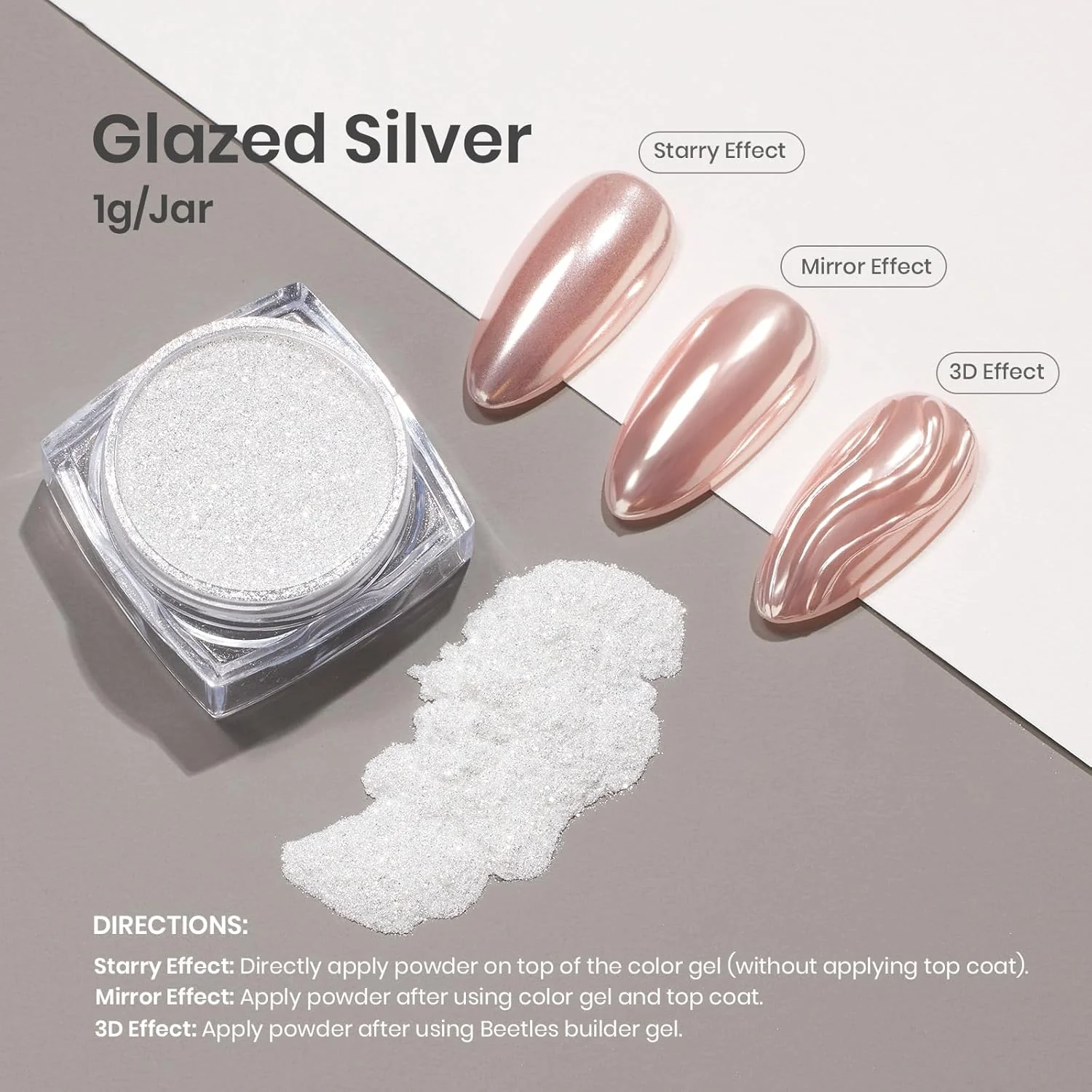 White Pearl  - Chrome Nail Powder - Image 3