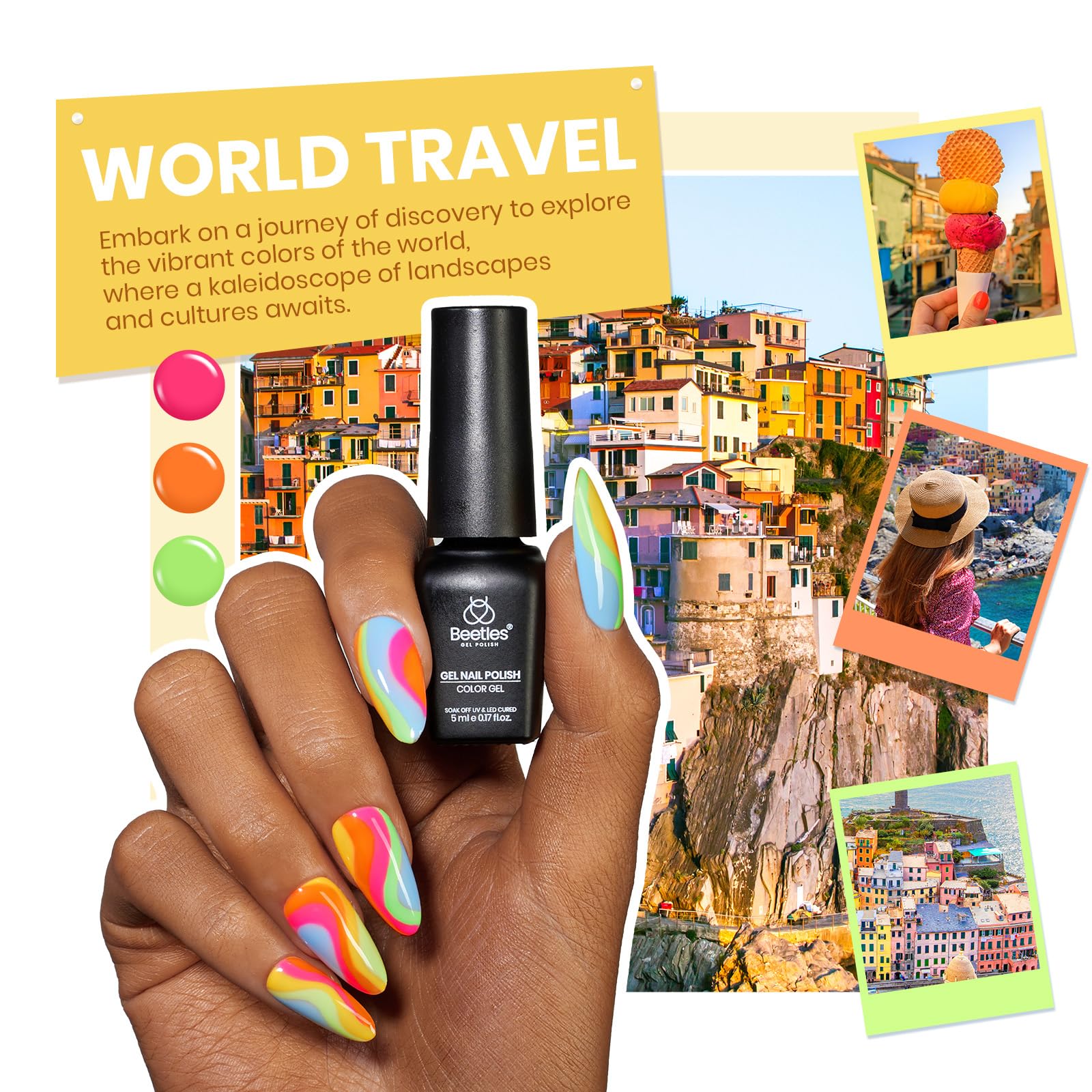 (Free Storage Bag) 60 Colors 77 Pcs Summer Nails Perfect Gift Set - World Travel Collection - Image 5